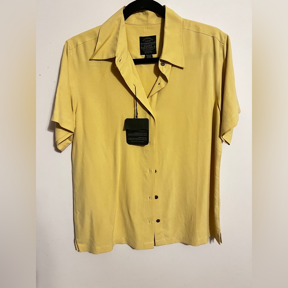Elegant Yellow Button Down Silk Shirt